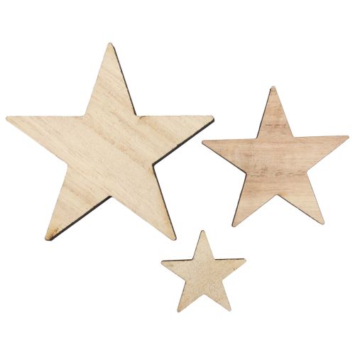 Artikel Holzsterne Deko Streudeko Weihnachten Natur 3/5/7cm 29 St