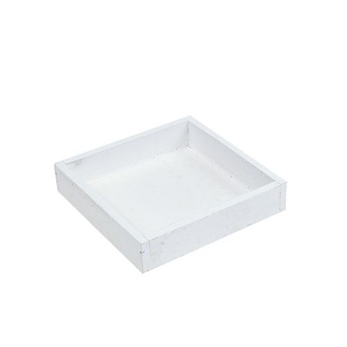 Holztablett Weiß Tablett quadratisch 14cm × 14cm × 3cm 5St