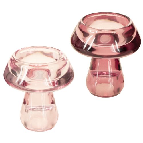 Kerzenhalter Pilz Teelichthalter Glas Berry Ø6,5cm H7cm 2St