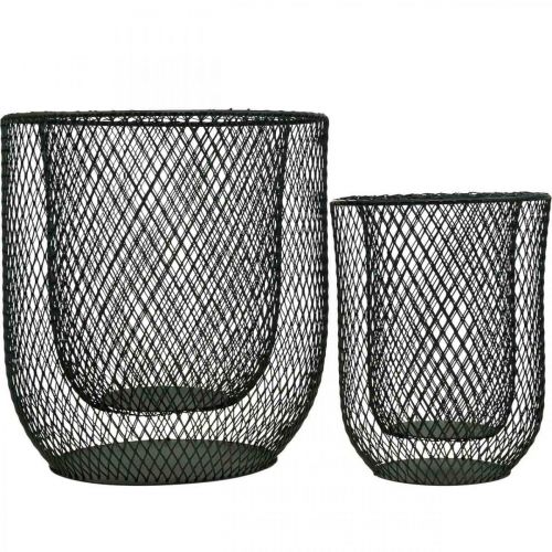Artikel Kerzenhalter Schwarz Metall Drahtkorb Ø23cm/16cm 2er-Set