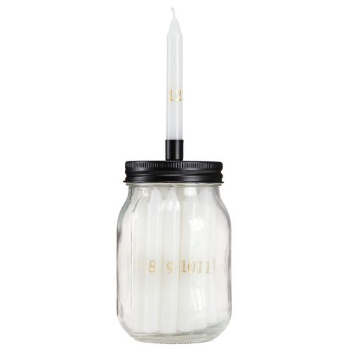 Artikel Kerzenhalter auf Glas mit 24 Kerzen Adventskalender H14,5cm