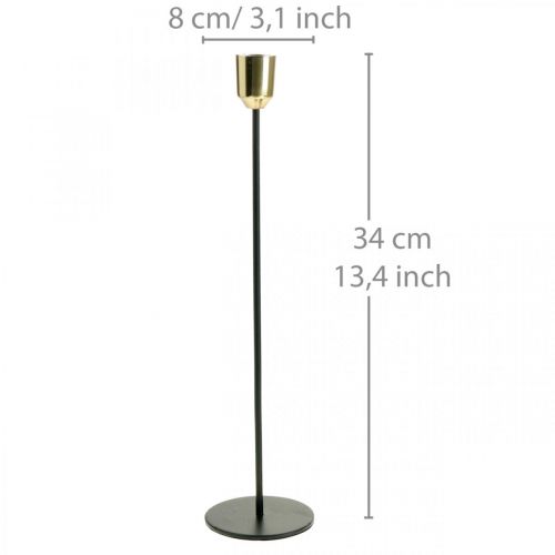Artikel Kerzenständer, Metall-Kerzenhalter, Golden/Schwarz H33,5cm Ø2,2cm