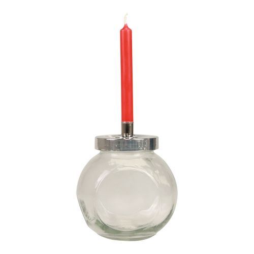 Artikel Kerzenständer Glas Metall Kerzenhalter Silber Ø10,5cm 4 St