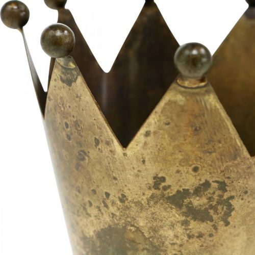 Artikel Krone Metall Antik Optik Messing Teelichthalter Ø10cm H8cm
