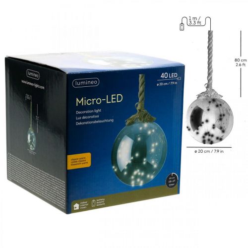 Artikel LED Kugel Innen Ø20cm getönt 40L Warmweiß Timer