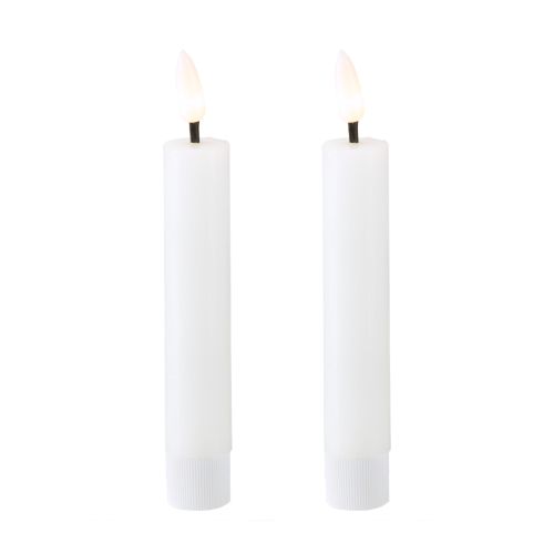 LED Stabkerze Weiße Wachskerze LED Warmweiß 14,5cm 2 St
