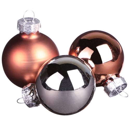 Artikel Mini Weihnachtskugeln Silber Apricot Glas Ø3cm 22 St