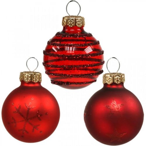 Artikel Mini Weihnachtskugeln Rot Mix Echtglas Ø3cm 9 St