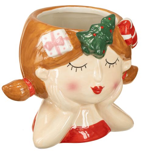 Pflanzkopf Keramik Mädchen Deko Übertopf Weihnachten H17cm