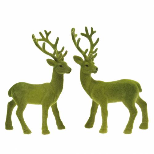 Artikel Deko-Rentier beflockt Moosgrün 20cm 2 St
