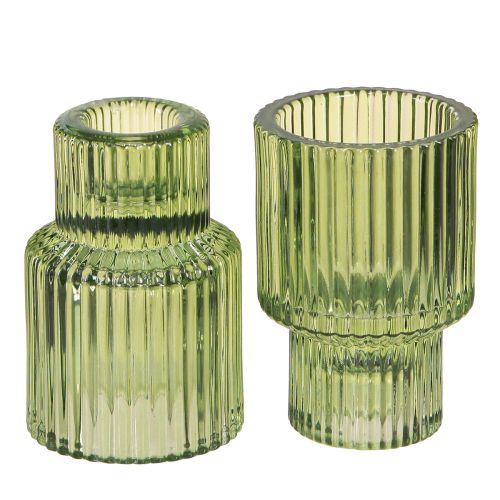 Artikel Stabkerzenhalter Glas Teelichthalter Grün H8cm 4 St