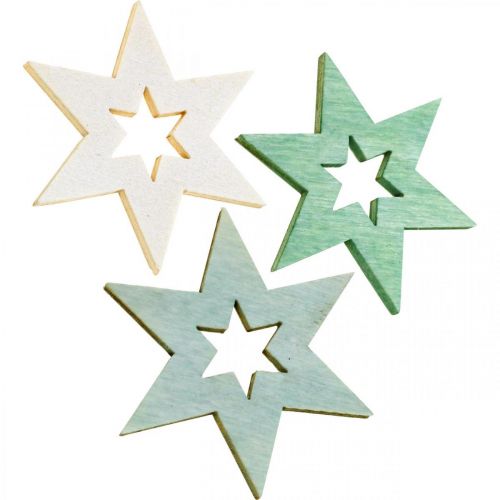 Artikel Holzsterne Deko Streudeko Weihnachten Grün H4cm 72 St