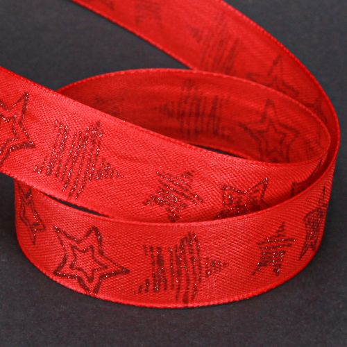 Artikel Weihnachtsband Rot mit glitzernden Sternen Band 25mm 18m