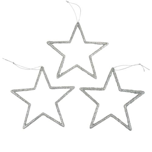 Artikel Weihnachtsdeko Stern Anhänger Silbern Glitter 12cm 12 St