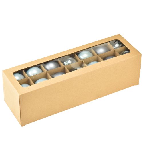 Artikel Dekokugel Weihnachtskugeln Glas Blau-Grau matt, glänzend 5cm 24 St