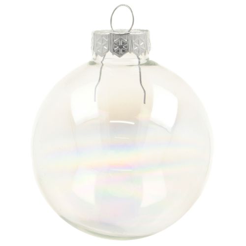 Artikel Glaskugel in Perlmutt-Optik mit irisierendem Schimmer 6cm 24St