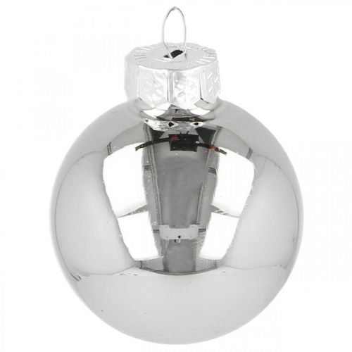 Artikel Mini-Weihnachtskugel, Baumschmuck-Mix, Adventsdeko Schwarz/Silbern/Perlmutt H4,5cm Ø4cm Echtglas 24 St