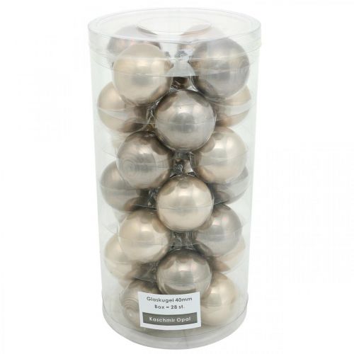 Artikel Christbaumkugeln, Mini-Baumkugeln, Weihnachtsschmuck-Mix Beige/Perlmutt H4,5cm Ø4cm Echtglas 24 St