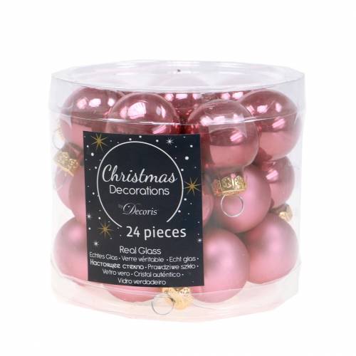 Artikel Mini Weihnachtskugel Altrosa Glas Kugeln Ø2,5cm 22 St
