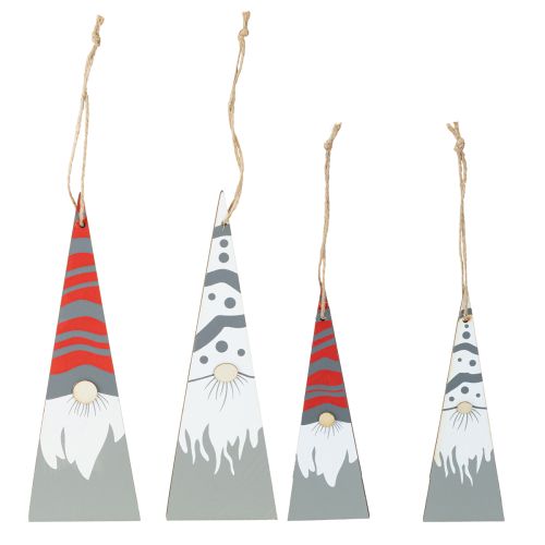 Weihnachtswichtel Holz zum Aufhängen Grau Rot 15/19,5cm 8 St