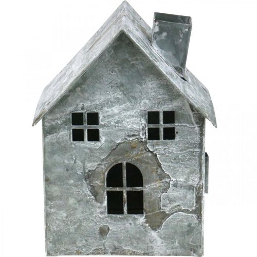Artikel Windlicht Haus Metall, Shabby Chic, Weihnachtsdeko, Weiß gewaschen, Antik-Look H14,5cm