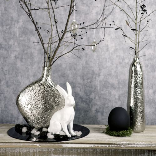 Deko Vase Metall Gehämmert Blumenvase Silber Ø9,5cm H41cm