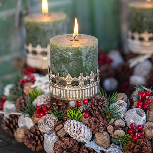 Artikel Kerzenhalter Adventskranz Antik Gold Ø7cm H12cm 4St