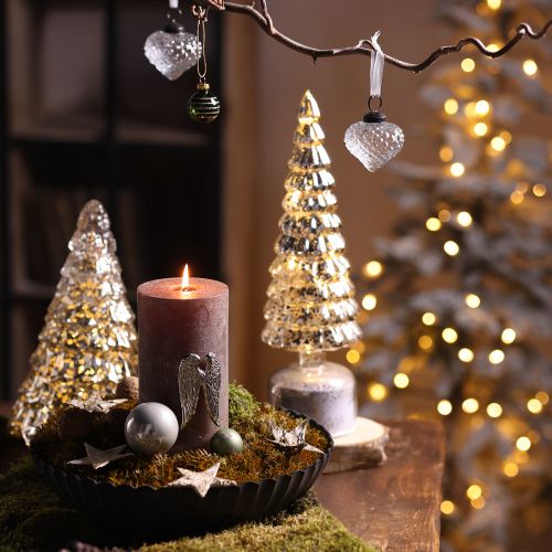 LED Weihnachtsbaum drehend Grün Silber H34cm 2 St