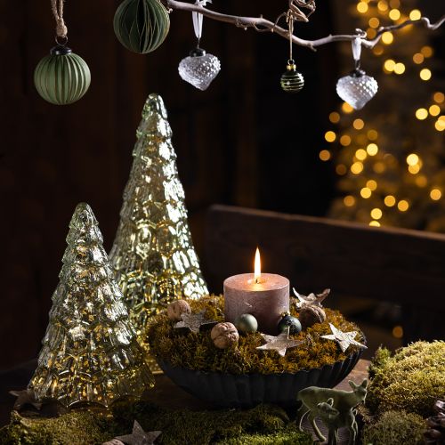Mini Weihnachtsbaum mit LED Beleuchtung Grün Gold 28cm