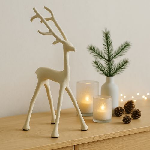 Artikel Rentier Deko Hirsch Figur Metall Grau Ton Optik H27,5cm