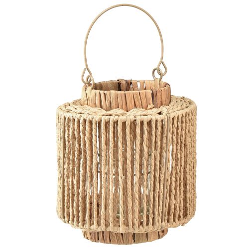 Artikel Windlicht Bast mit Henkel Naturfaser Metall Ø19cm H21cm